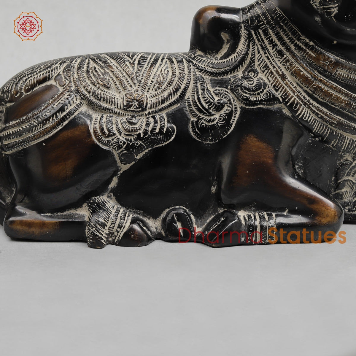 Brass Nandi seated Fine, Antique Finish 11”