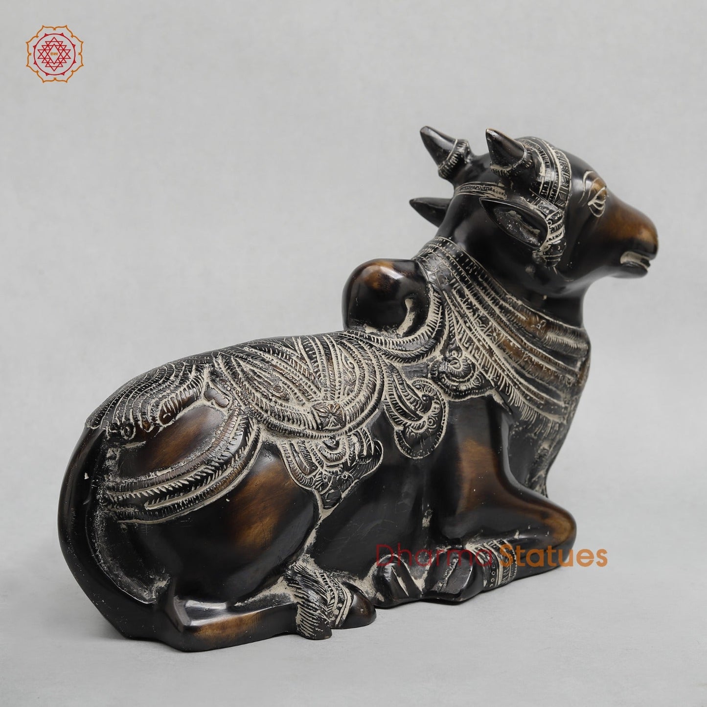 Brass Nandi seated Fine, Antique Finish 11”