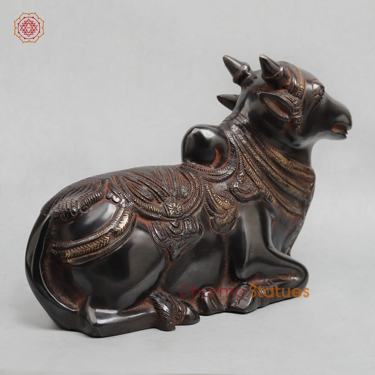 Brass Nandi seated Fine, Royal Black with Red Hues Finish 11”