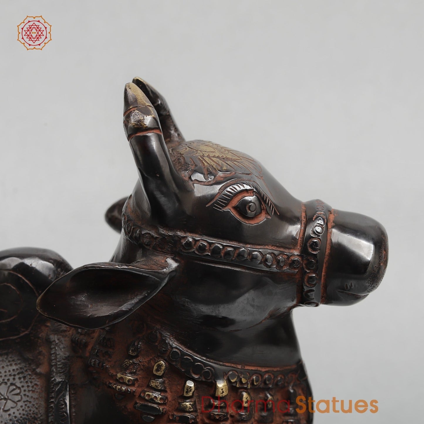 Brass Nandi saeted Fine, Royal Black With Red Hues Finish 10.5”