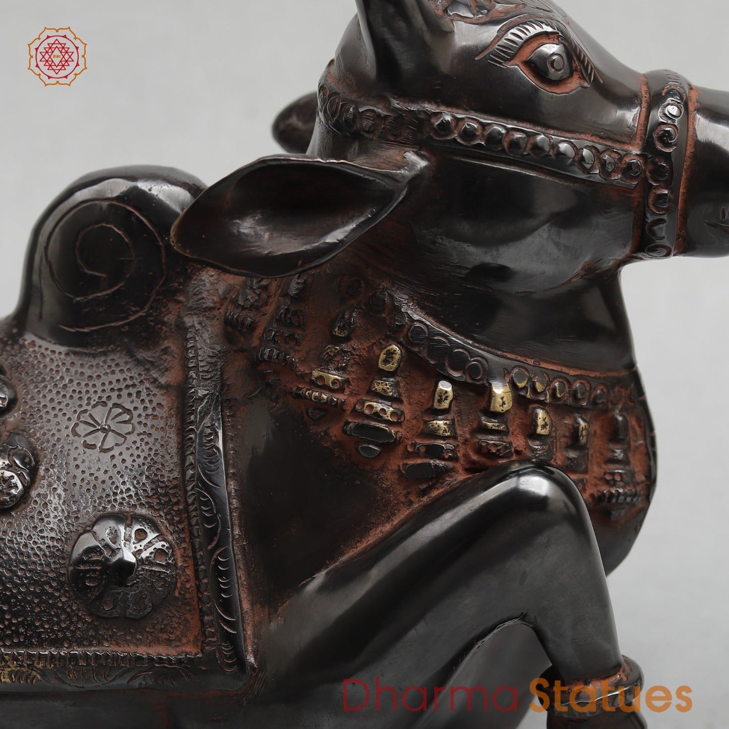 Brass Nandi saeted Fine, Royal Black With Red Hues Finish 10.5”