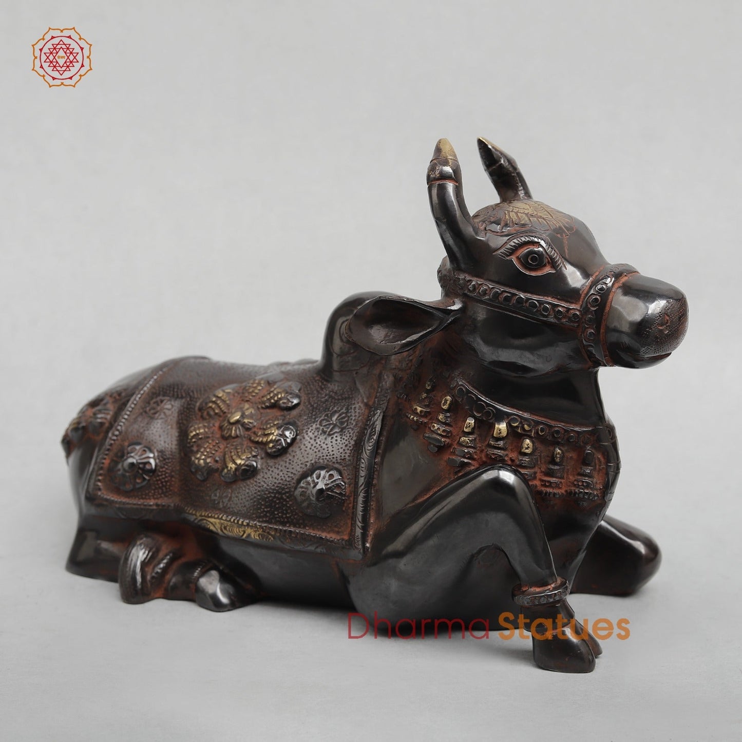 Brass Nandi saeted Fine, Royal Black With Red Hues Finish 10.5”