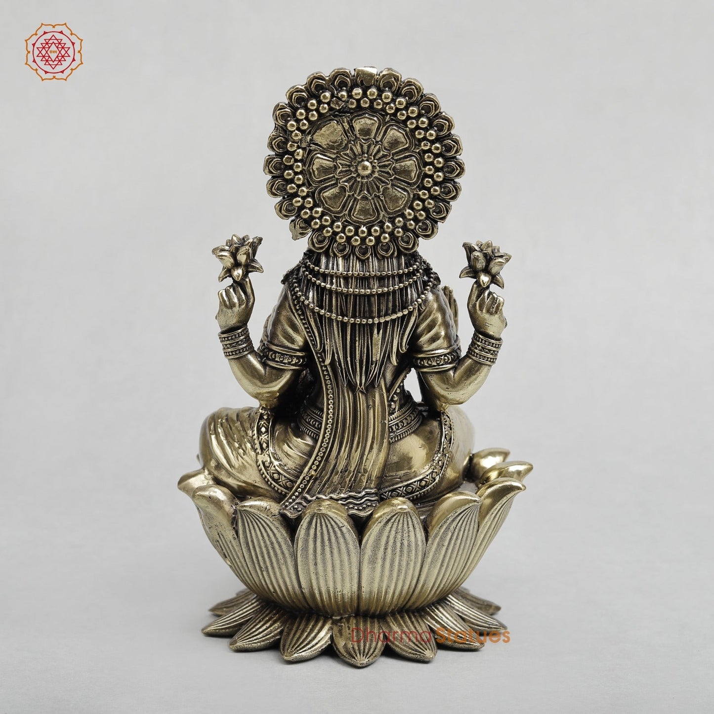 Brass Lakshmi Seated on Lotus Fine 7.5”