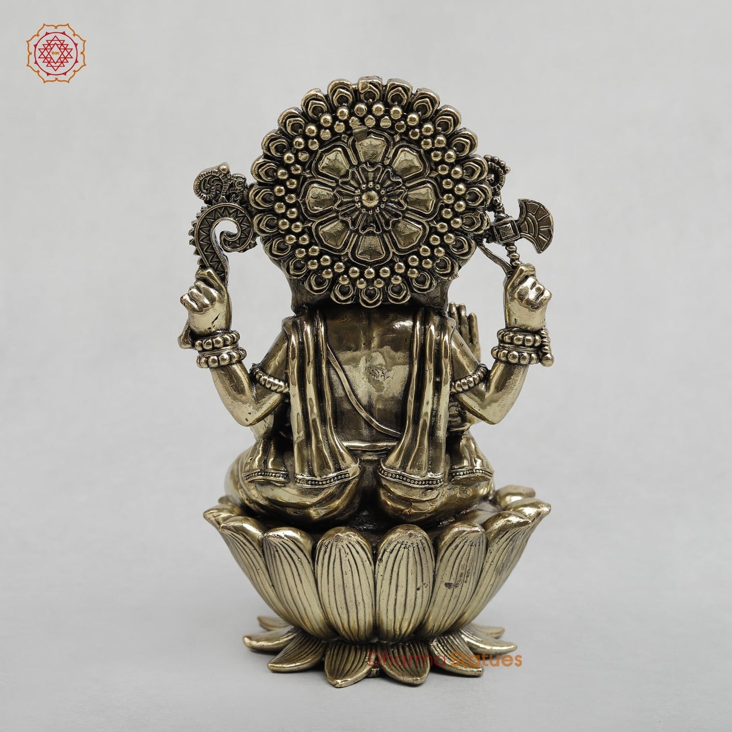 Brass Ganesh Seated on Lotus Fine 7.5”