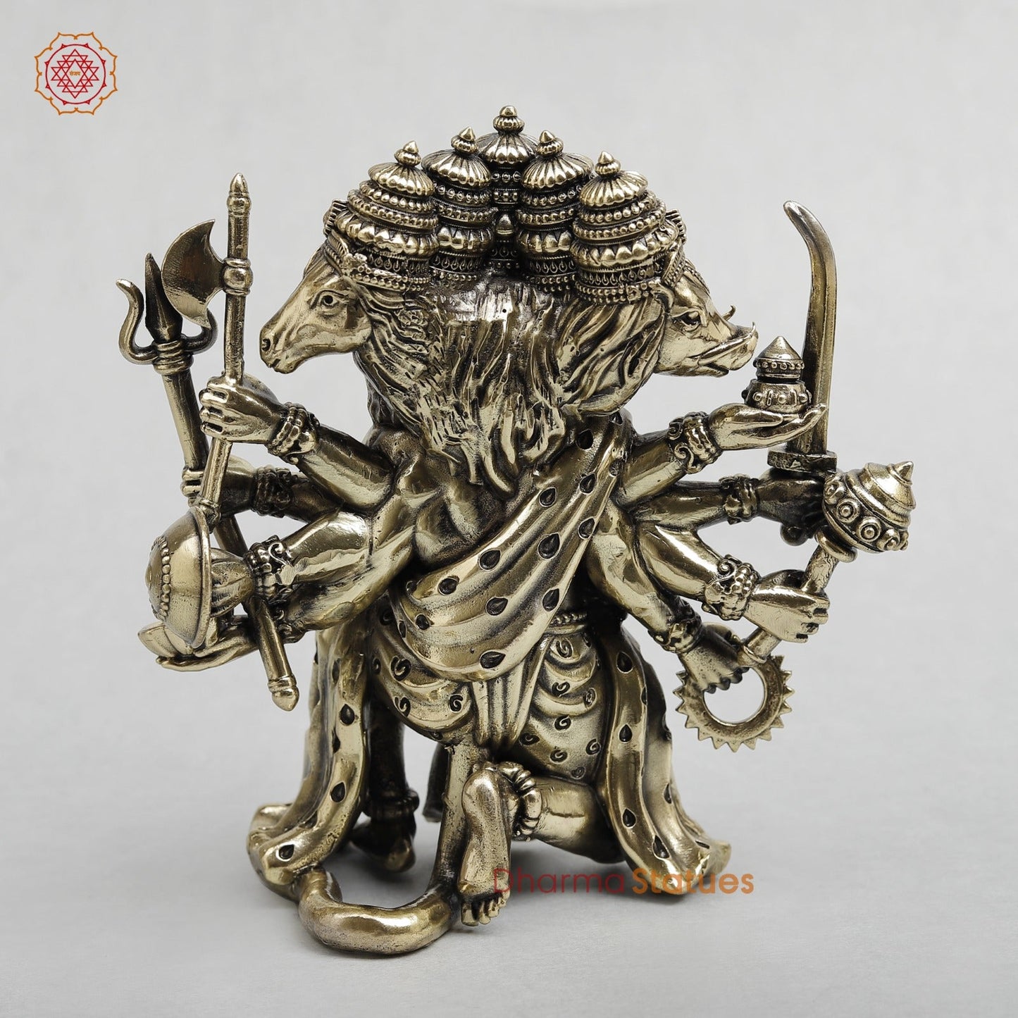 Brass Panchmukhi Hanuman Seated Fine 6”