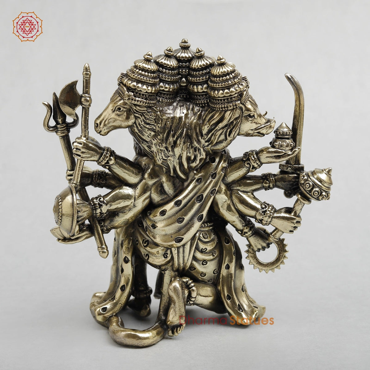 Brass Panchmukhi Hanuman Seated Fine 6”