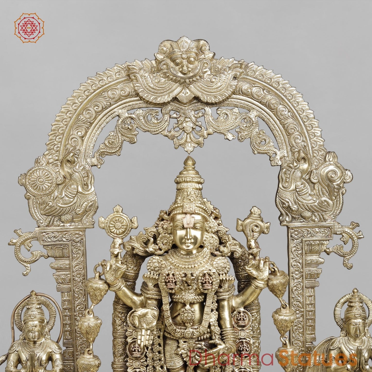 Bronze Tirupati Balaji Complete set With Jaya And Vijaya Fine, Smooth Finish 37.5” (Made in Thrissur)