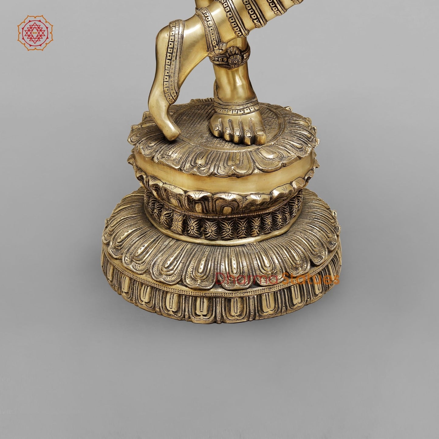 Brass Krishna with Fine Carving, Smooth finish 46.5”