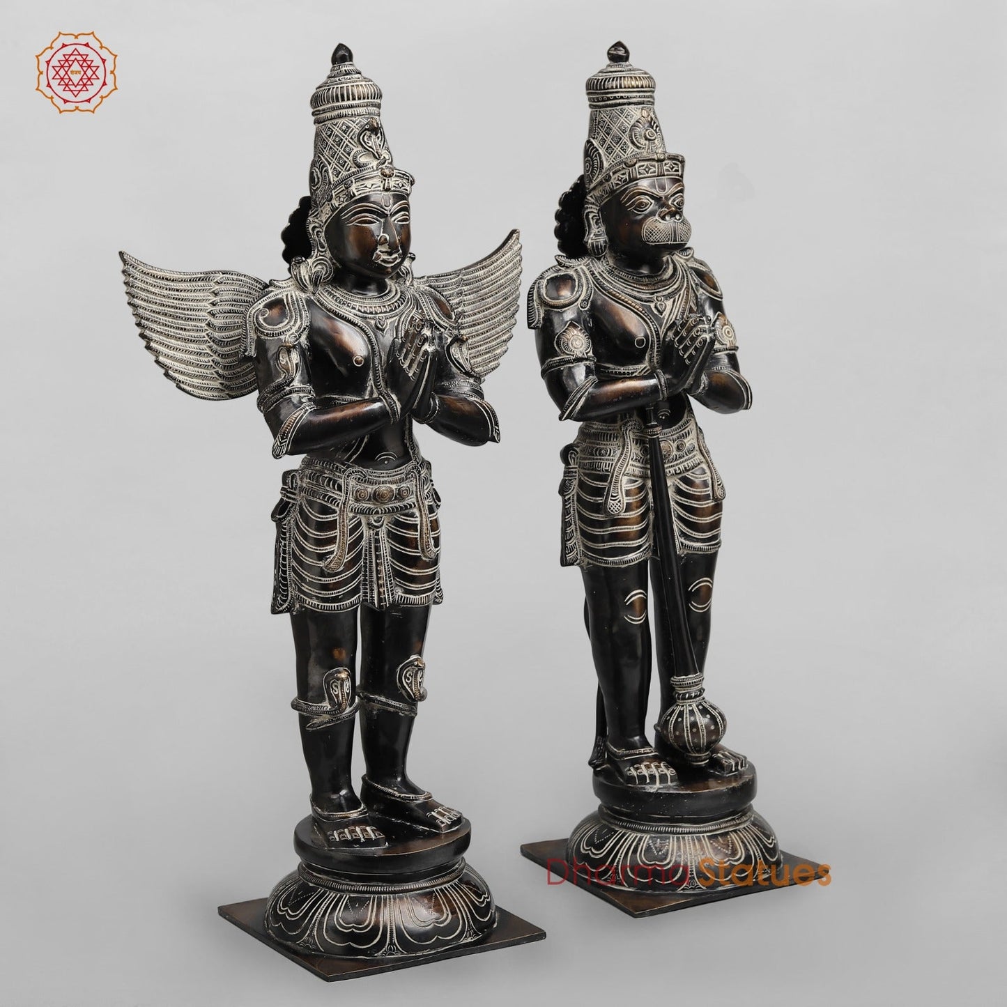 Brass Hanuman Garuda set Fine, Antique Finish 24”
