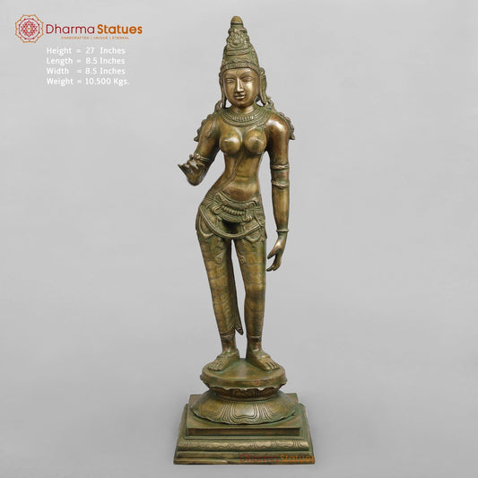 Brass Parwati fine Standing , Antique Bronze Finish fine 27”
