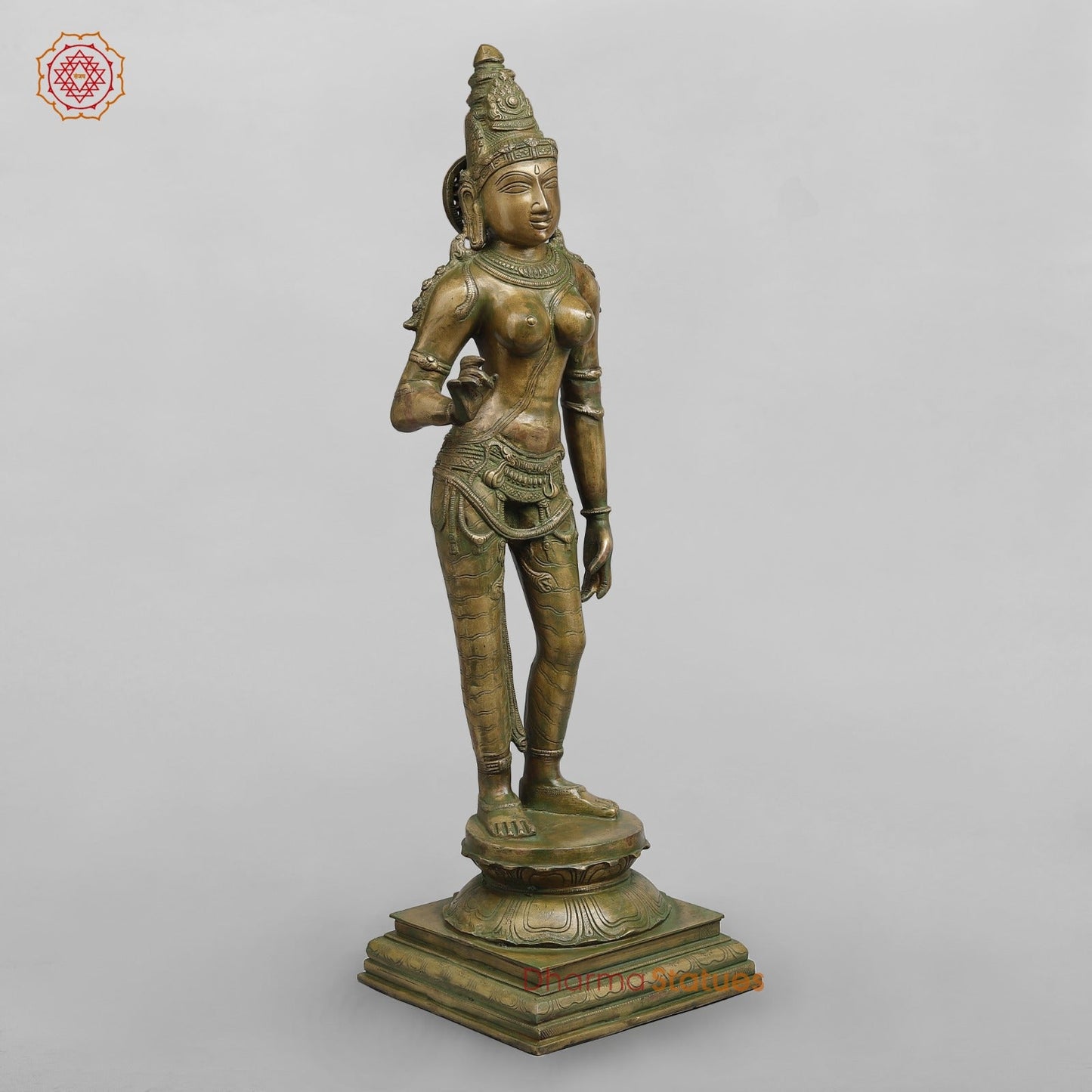 Brass Parwati fine Standing , Antique Bronze Finish fine 27”