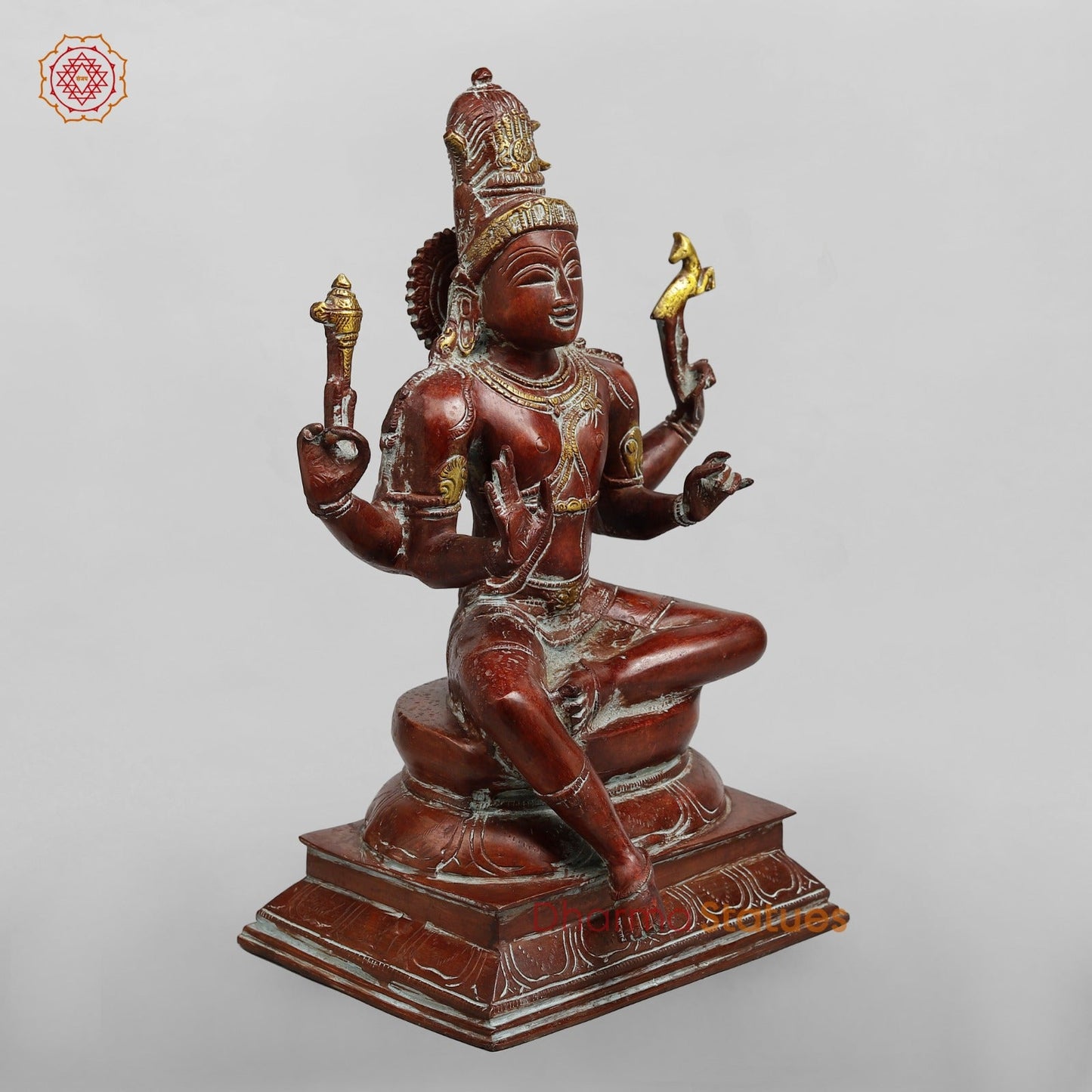 Brass Shiva Seated Fine, Red Copper Finish 15”