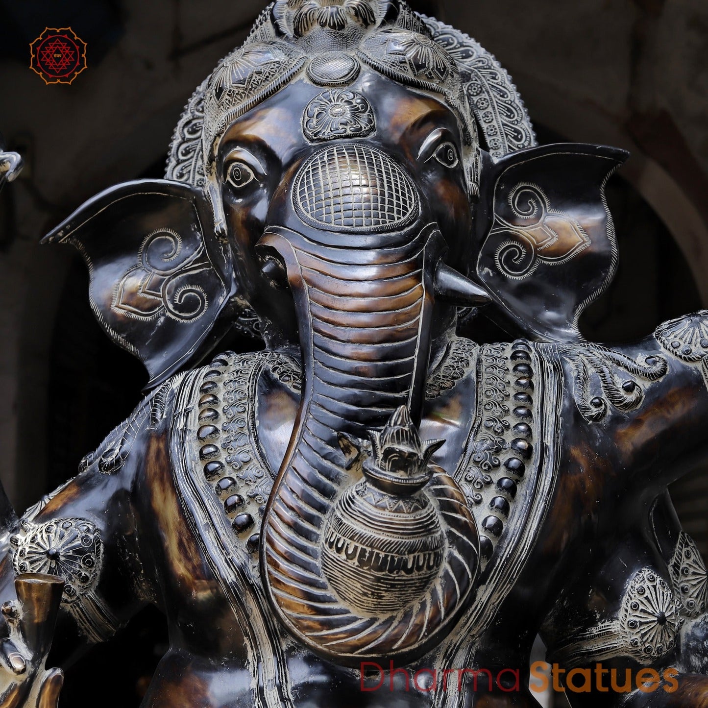 Brass Dancing Ganesh Fine, Antique Copper And Bronze Finish 82”