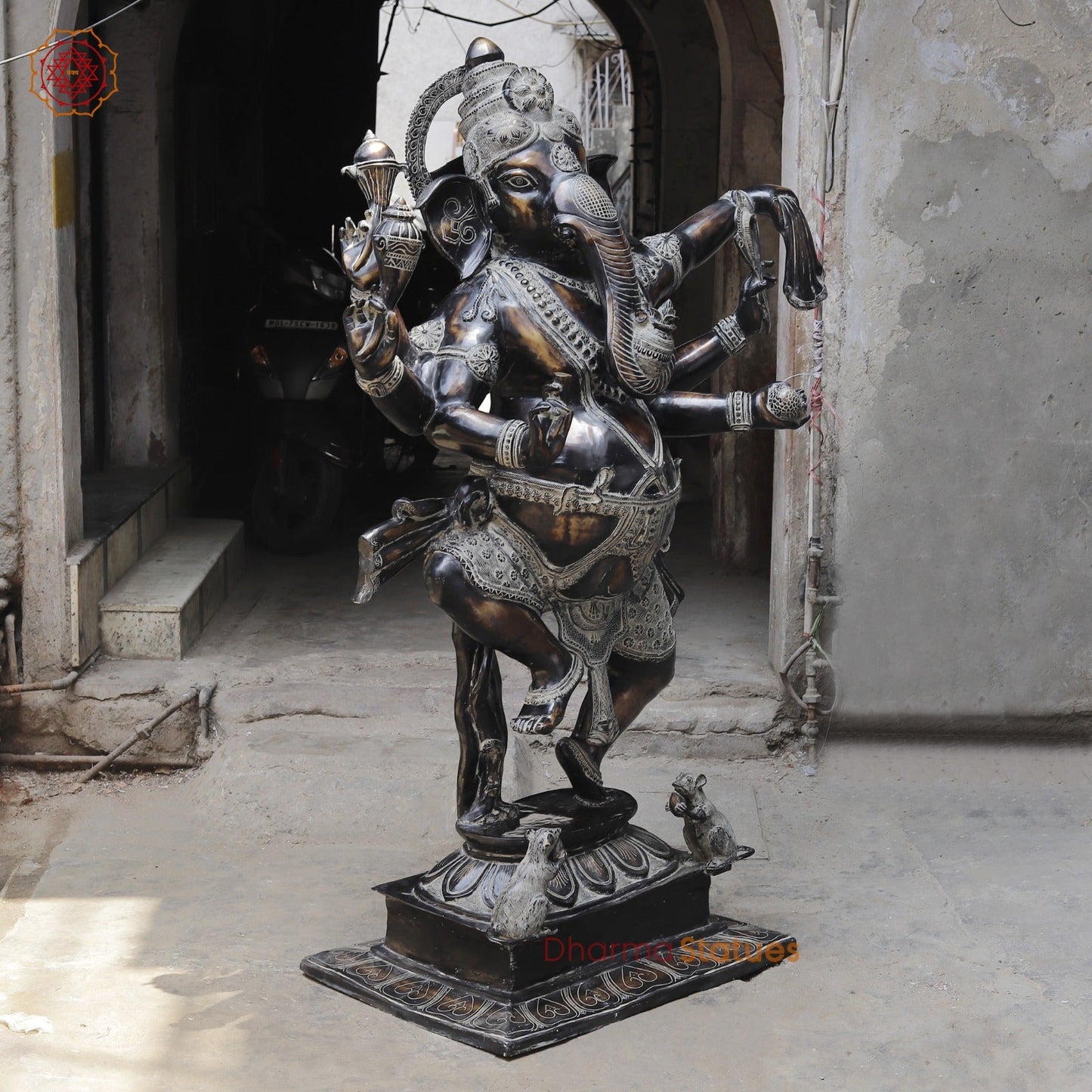 Brass Dancing Ganesh Fine, Antique Copper And Bronze Finish 82”