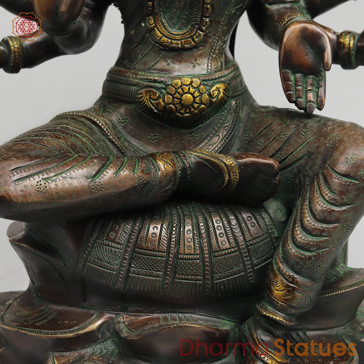 Brass Varahi Seated on Lotus Fine, Copper Green Finish 18.5”