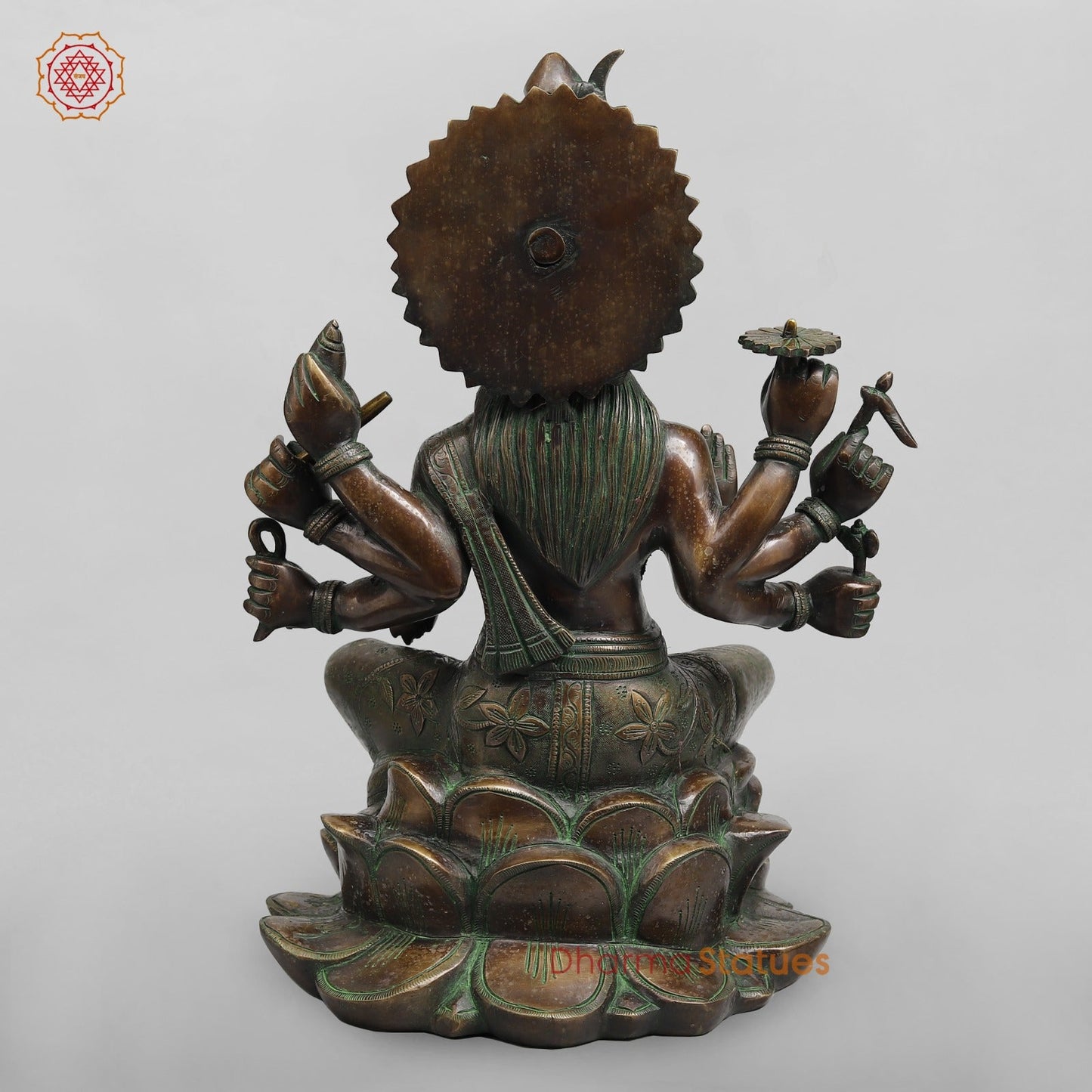 Brass Varahi Seated on Lotus Fine, Copper Green Finish 18.5”