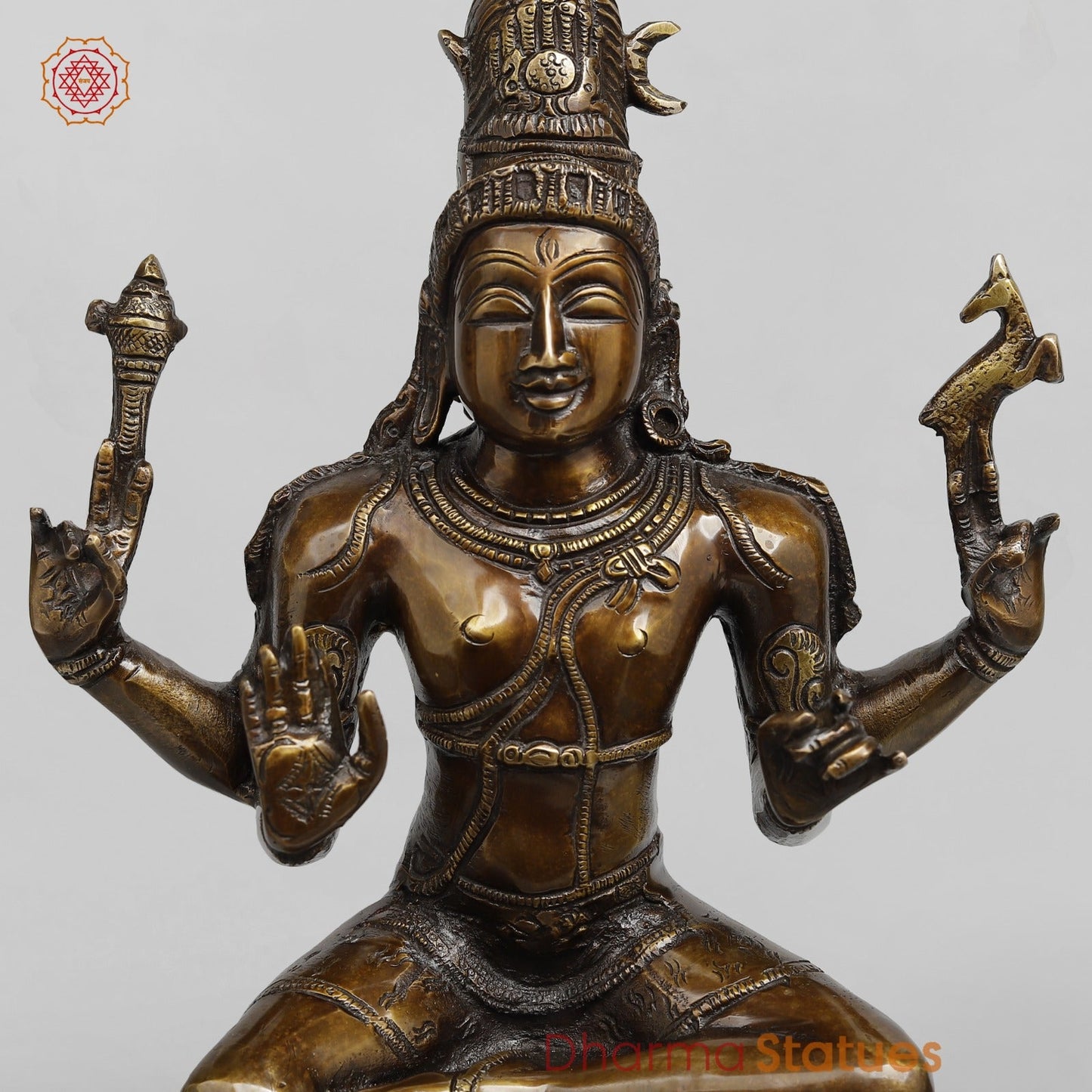 Brass Shiva Seated Fine, Copper Finish 15”