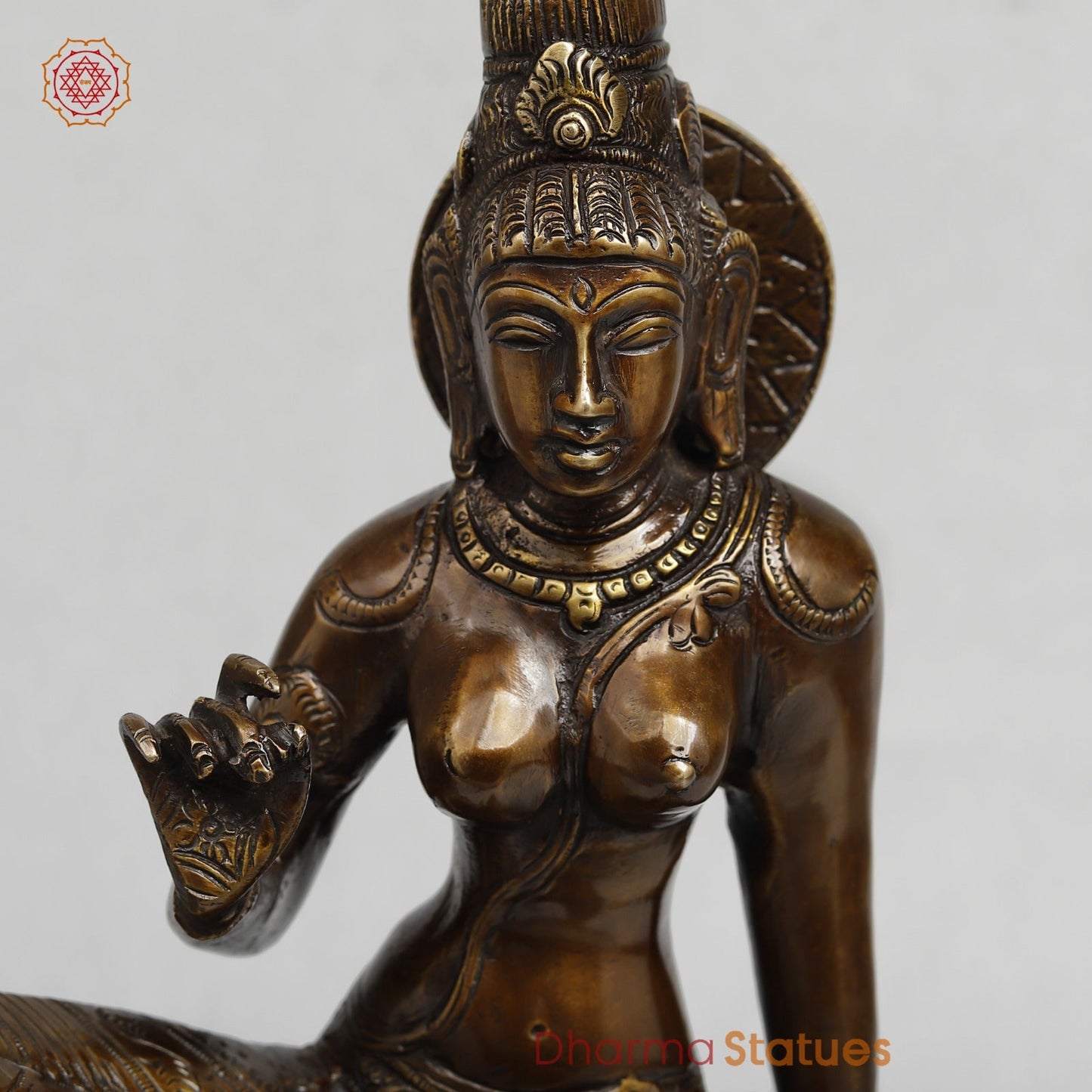 Brass Parwati (Uma) Seated, Copper Finish 13”