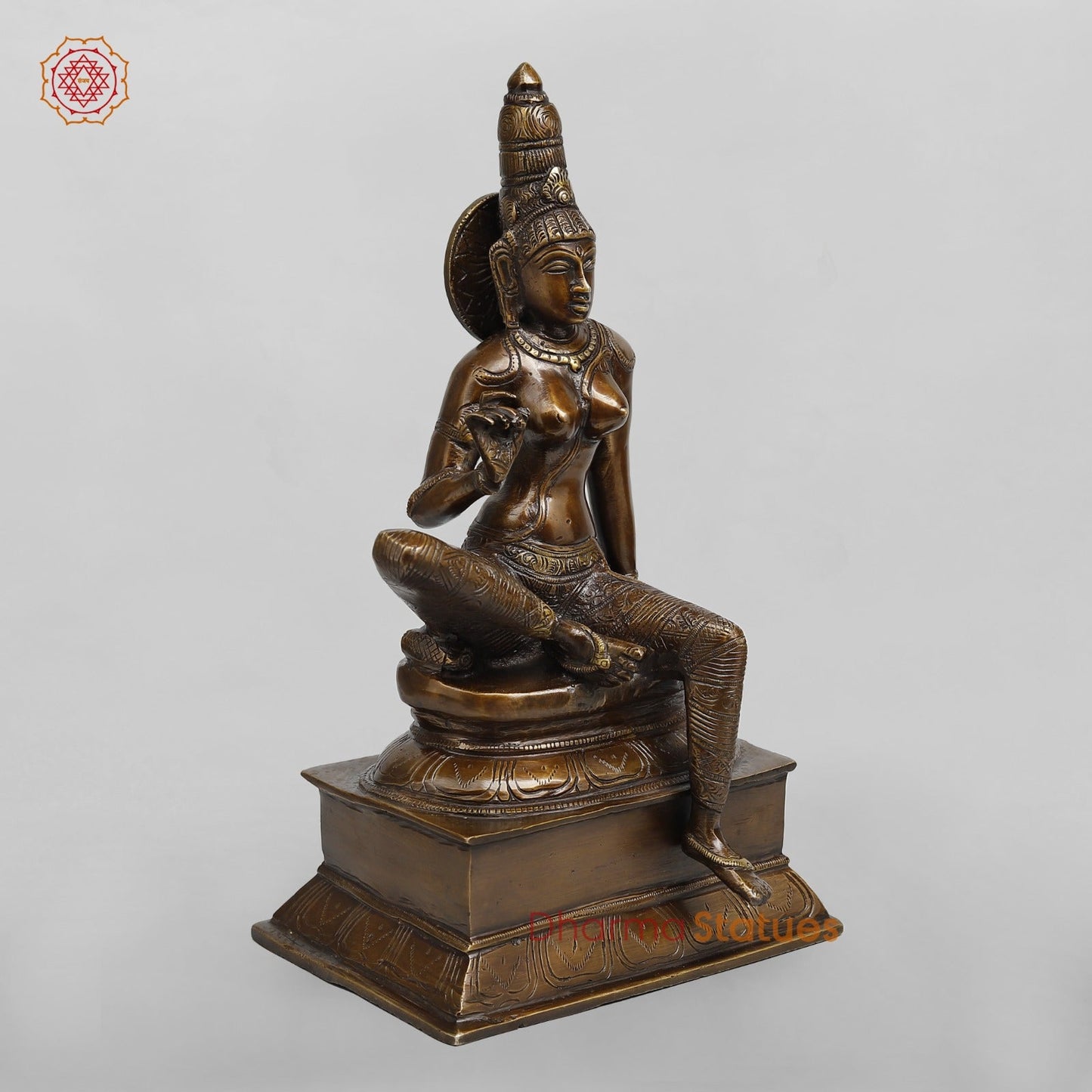 Brass Parwati (Uma) Seated, Copper Finish 13”