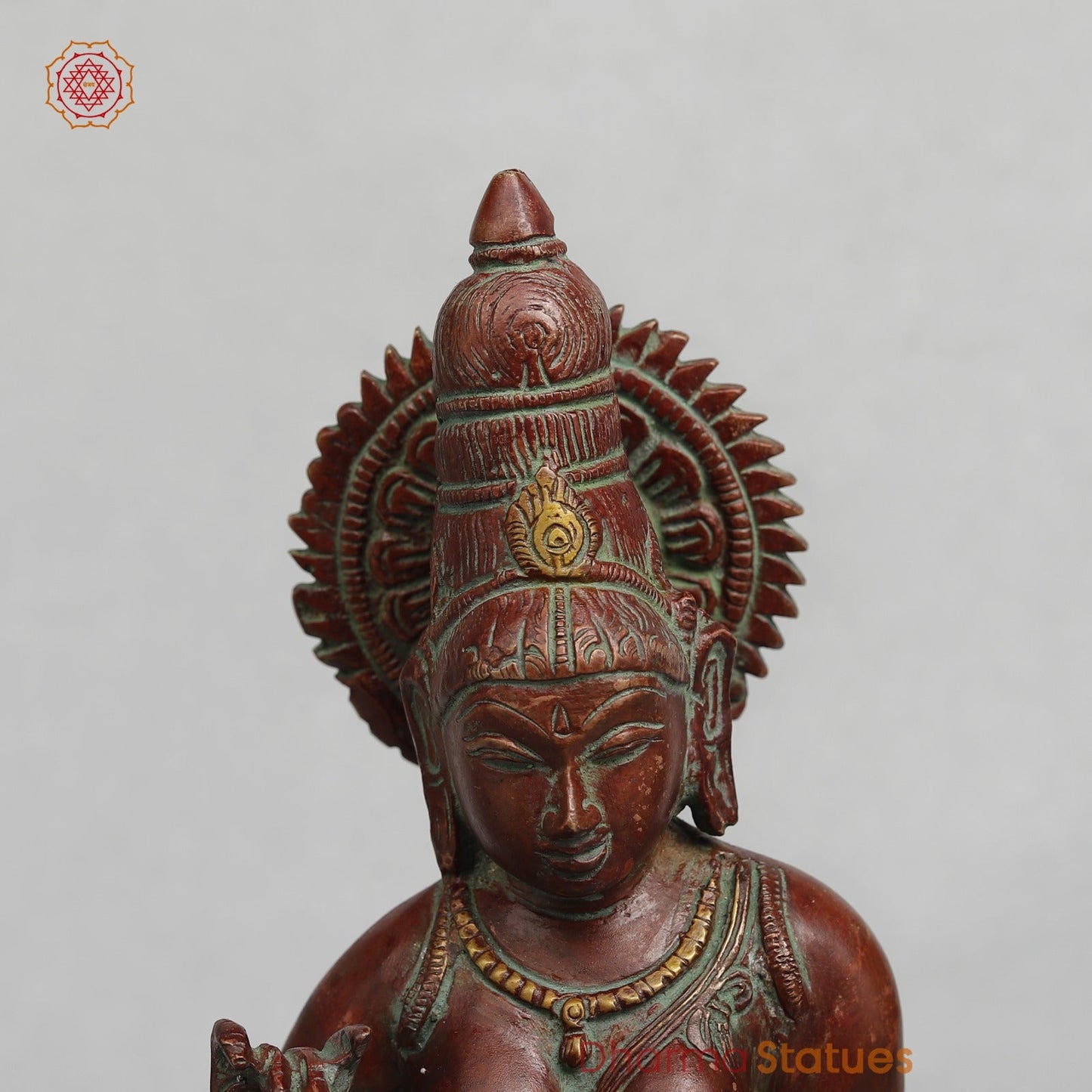 Brass Parwati (Uma) Seated, Red Copper Finish 13”