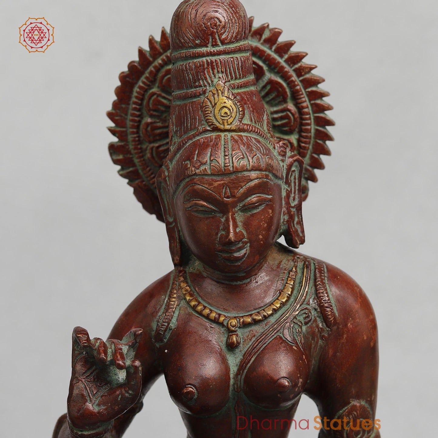 Brass Parwati (Uma) Seated, Red Copper Finish 13”