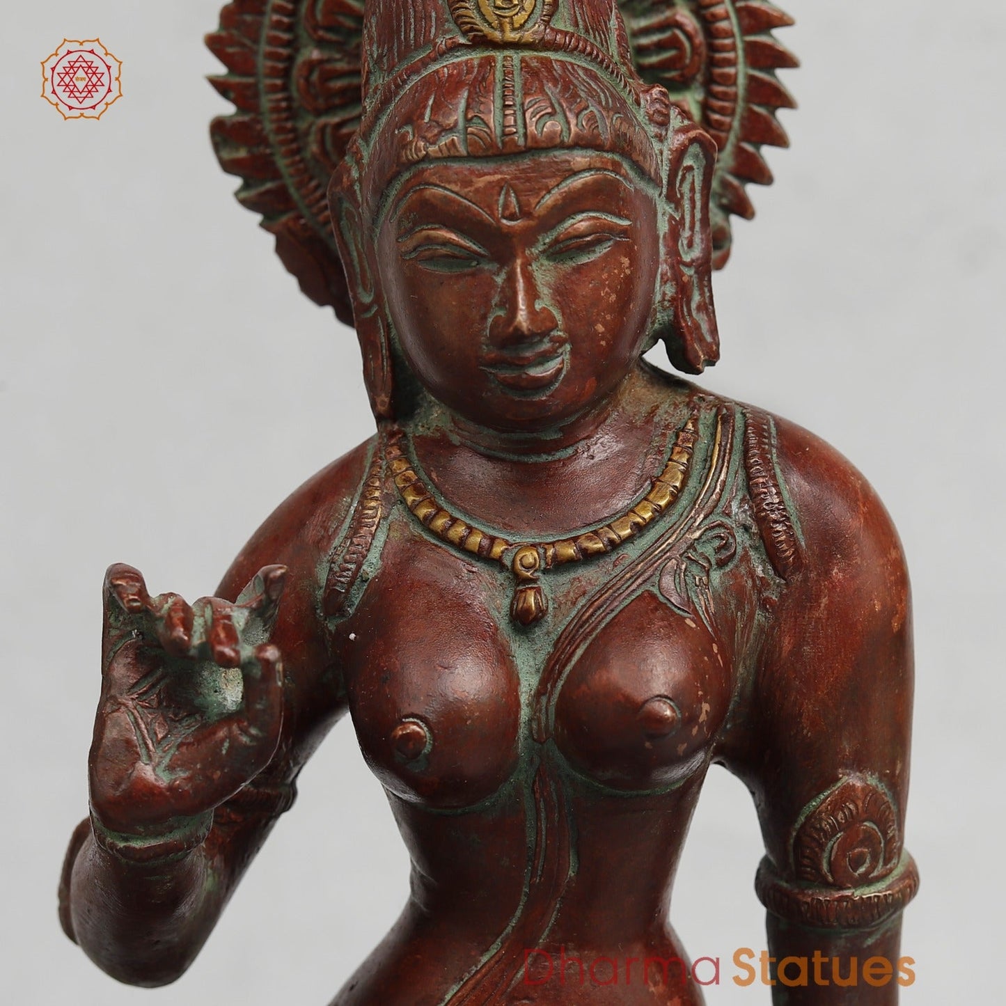 Brass Parwati (Uma) Seated, Red Copper Finish 13”