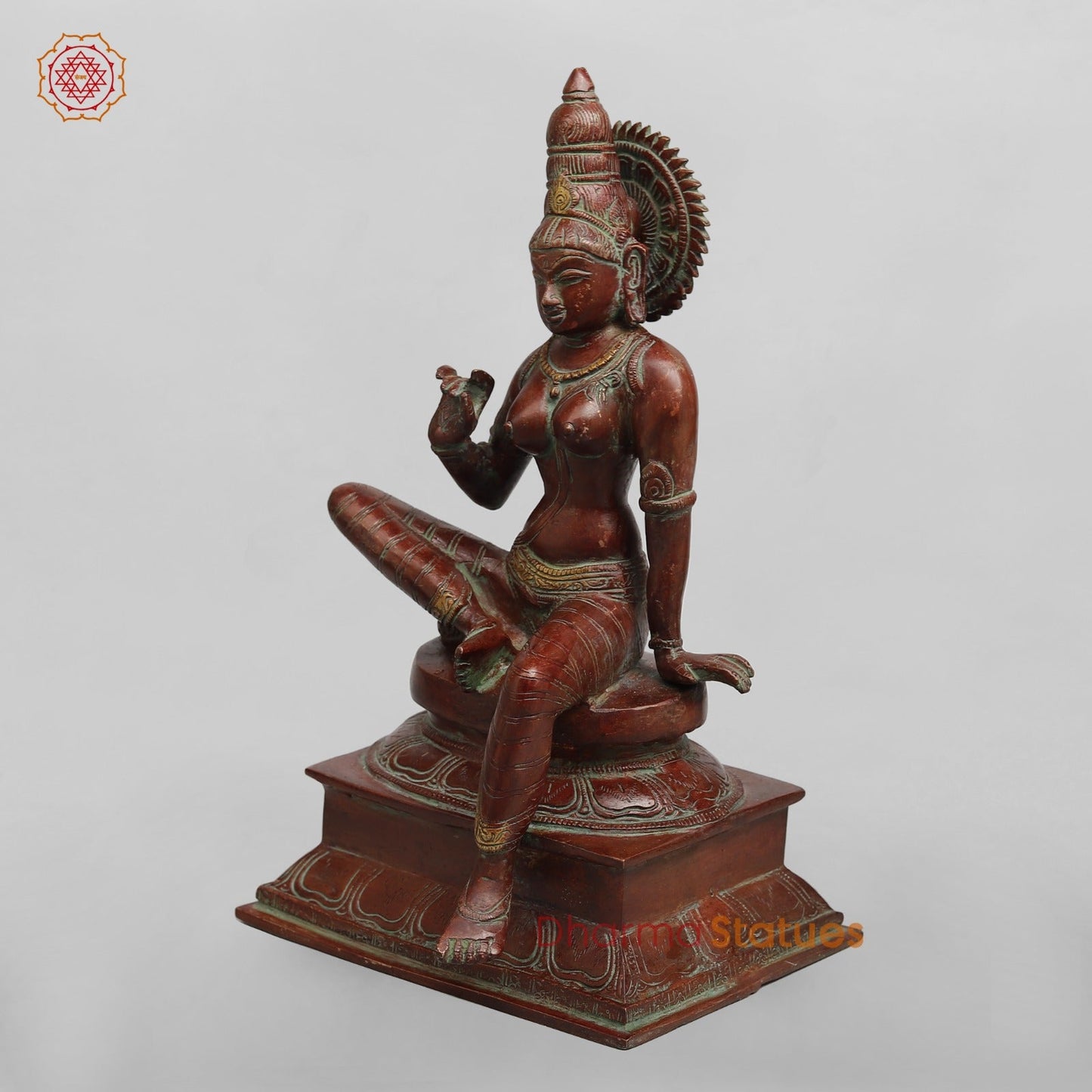 Brass Parwati (Uma) Seated, Red Copper Finish 13”