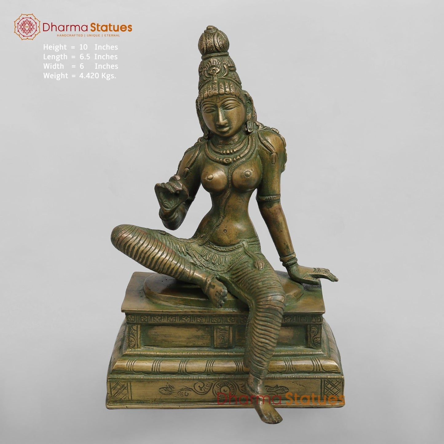 Brass Parwati (Uma) Seated Fine, Bronze Finish 10”