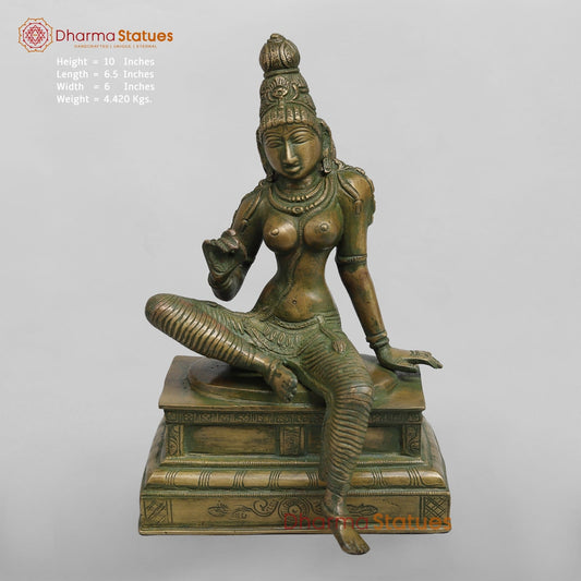 Brass Parwati (Uma) Seated Fine, Bronze Finish 10”