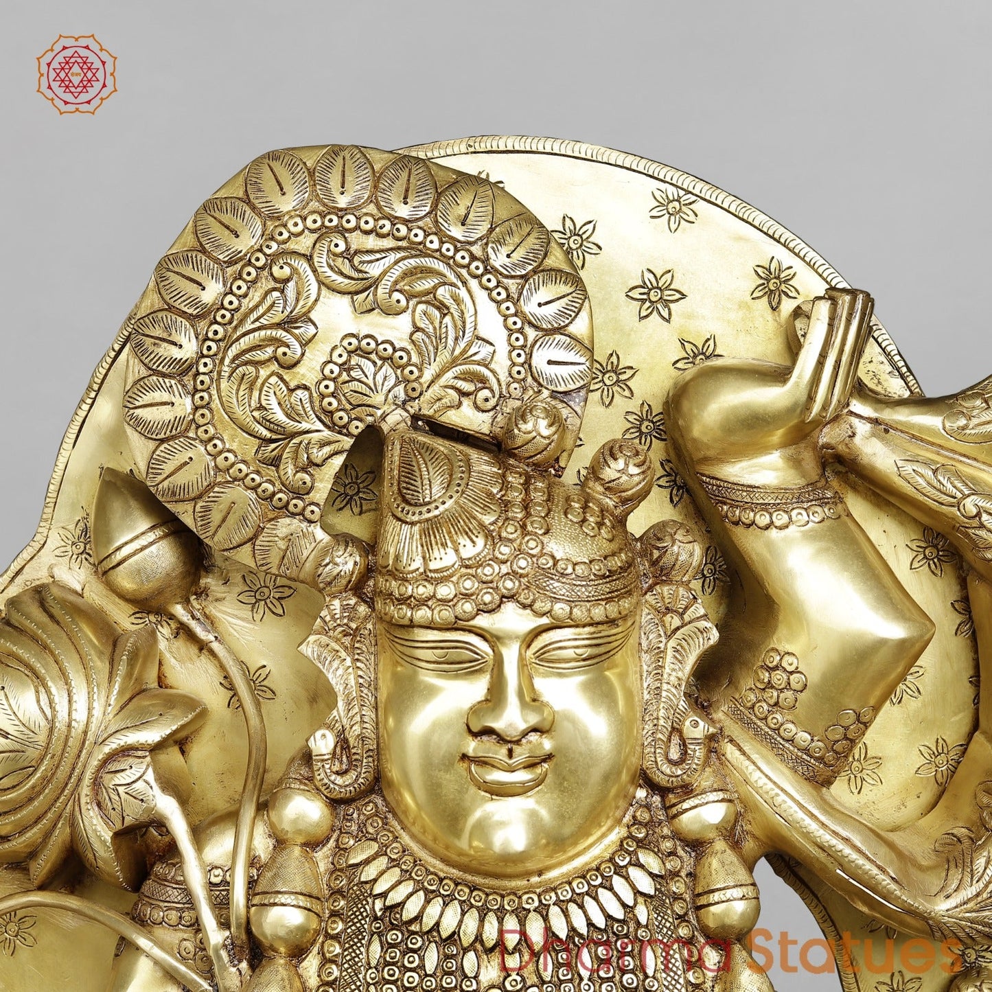Brass Srinathji With Frame Fine, Speacial Gold Finish 36”