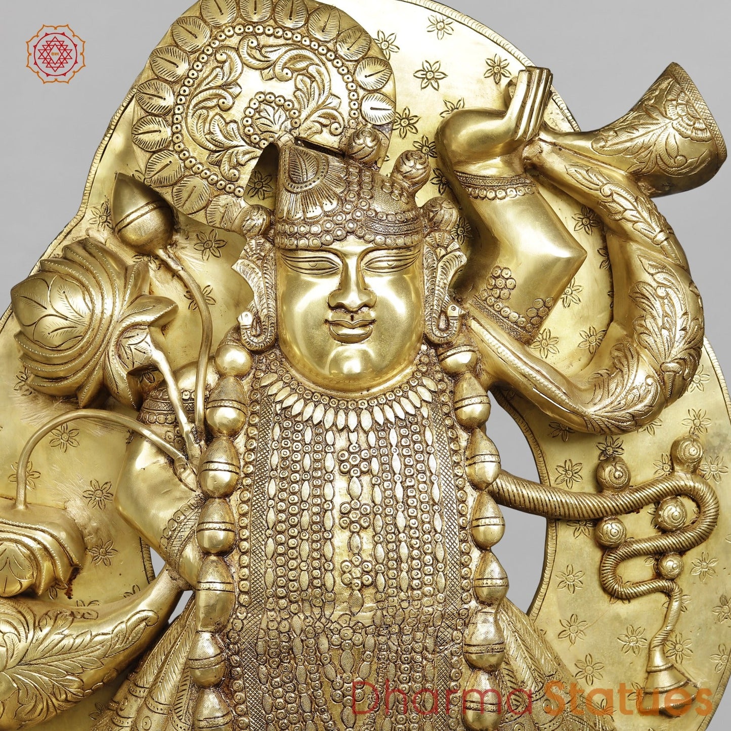 Brass Srinathji With Frame Fine, Speacial Gold Finish 36”