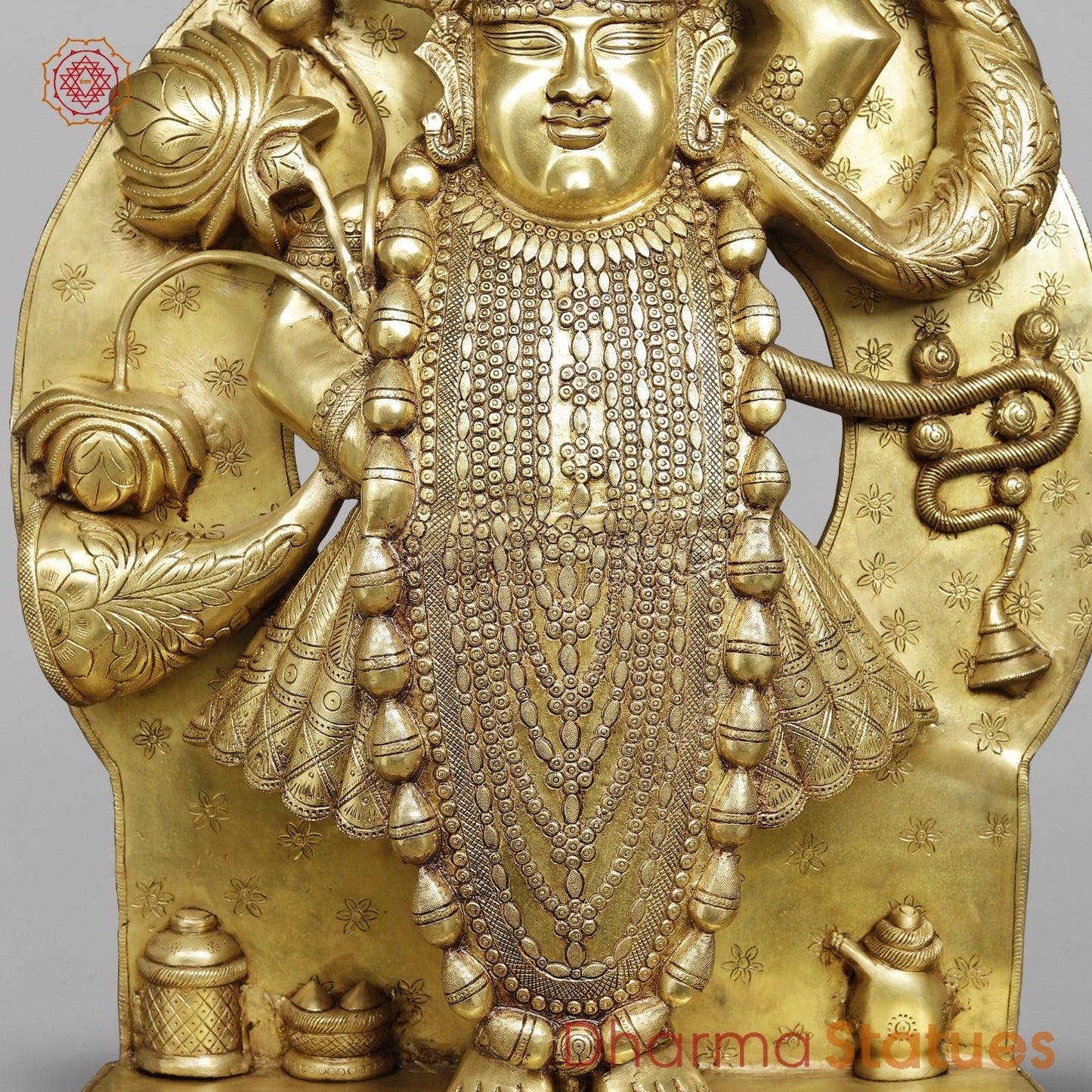 Brass Srinathji With Frame Fine, Speacial Gold Finish 36”