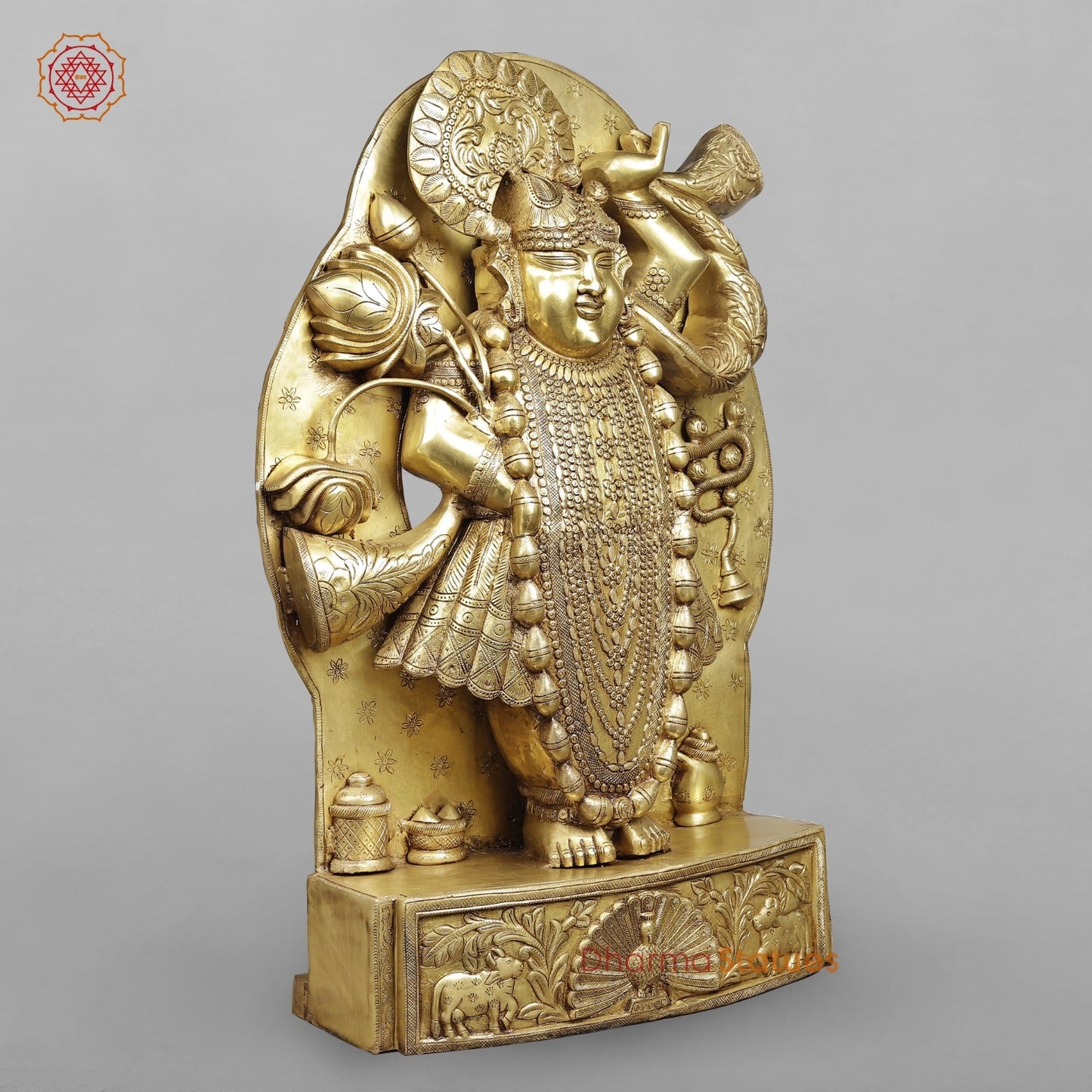 Brass Srinathji With Frame Fine, Speacial Gold Finish 36”