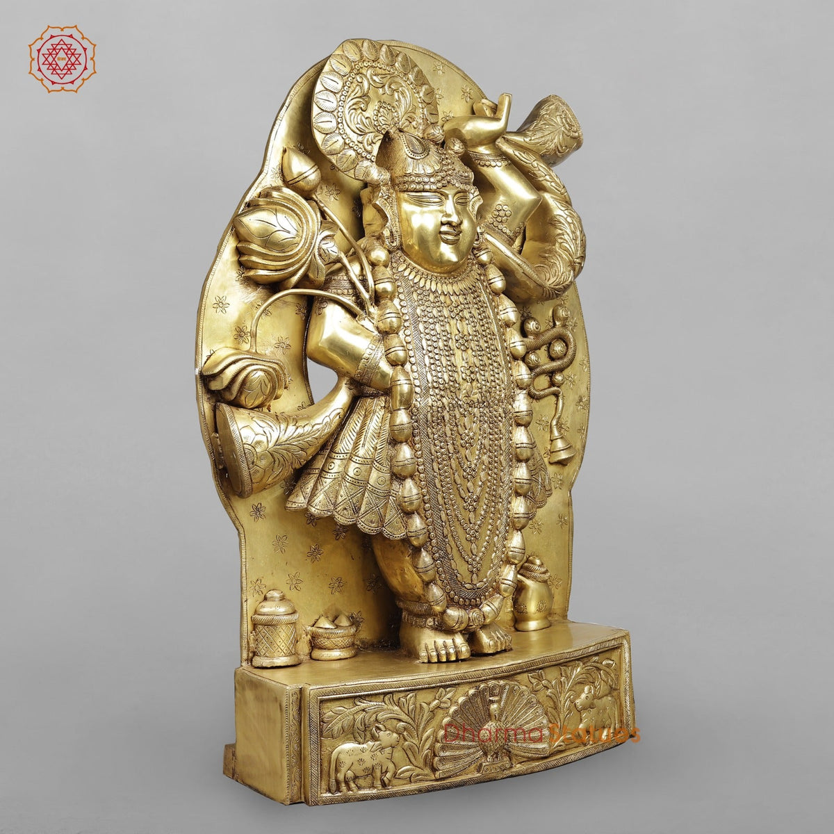 Brass Srinathji With Frame Fine, Speacial Gold Finish 36”