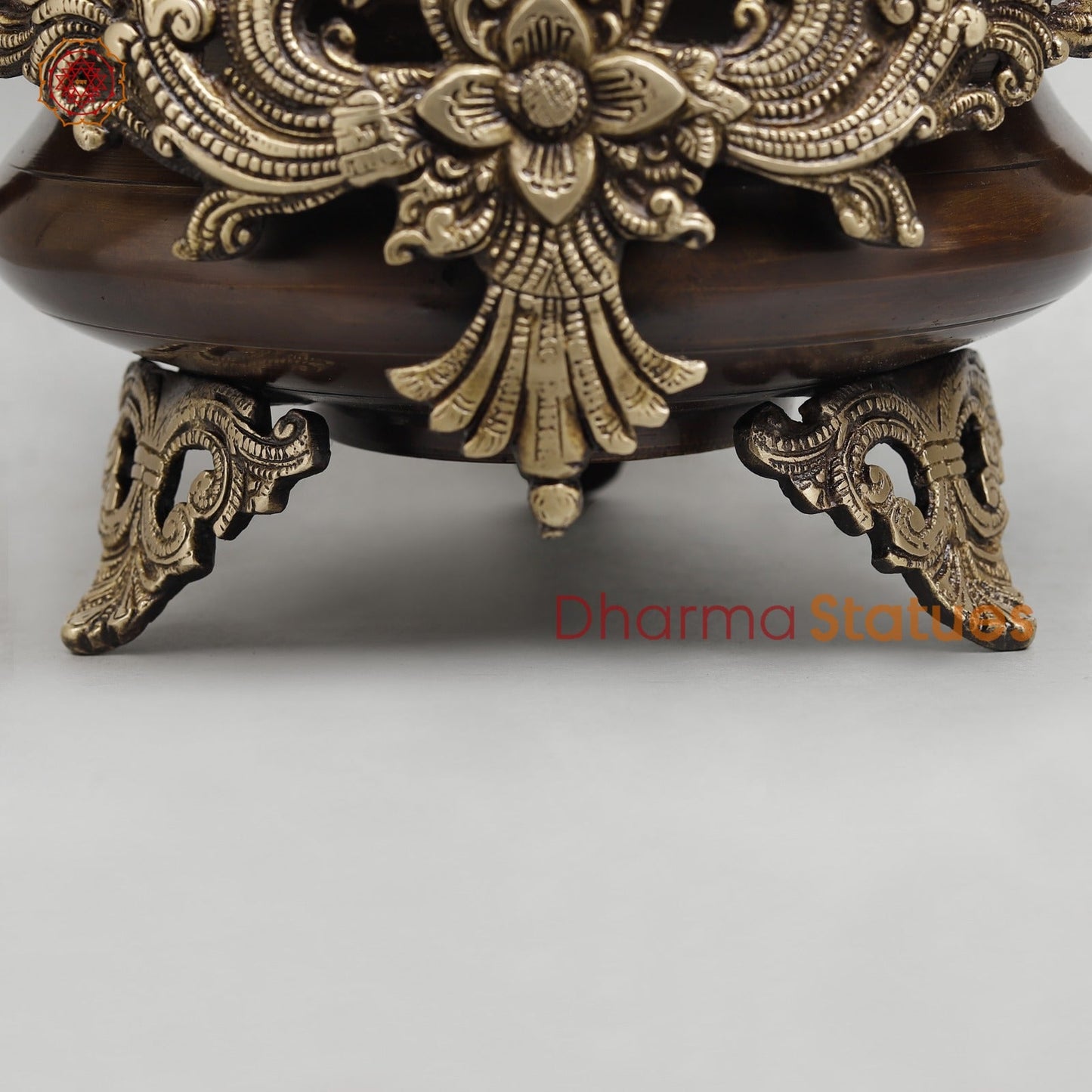 Brass Urli with Kalpvriskh Fine, Copper finish 13.5”