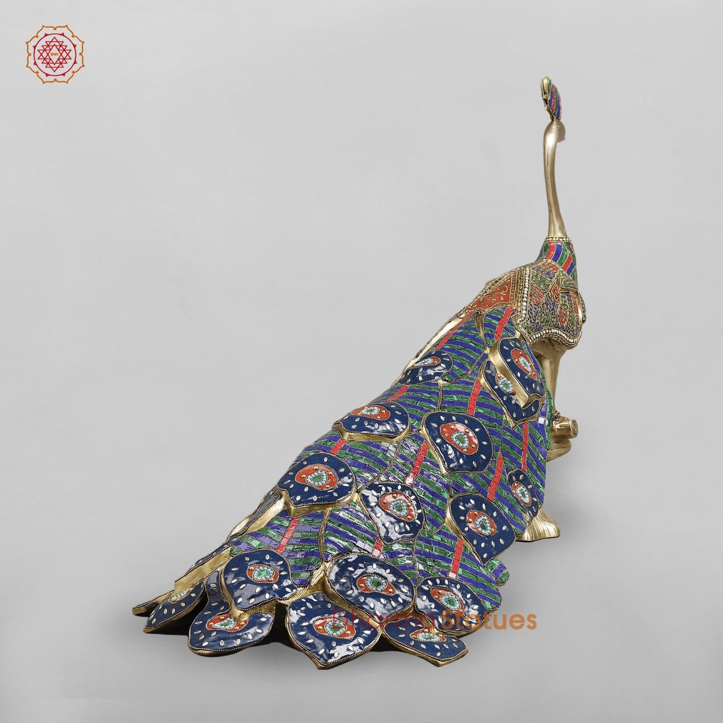 Brass Peacock Standing fine, Stone work 41” (set of 2 pcs)