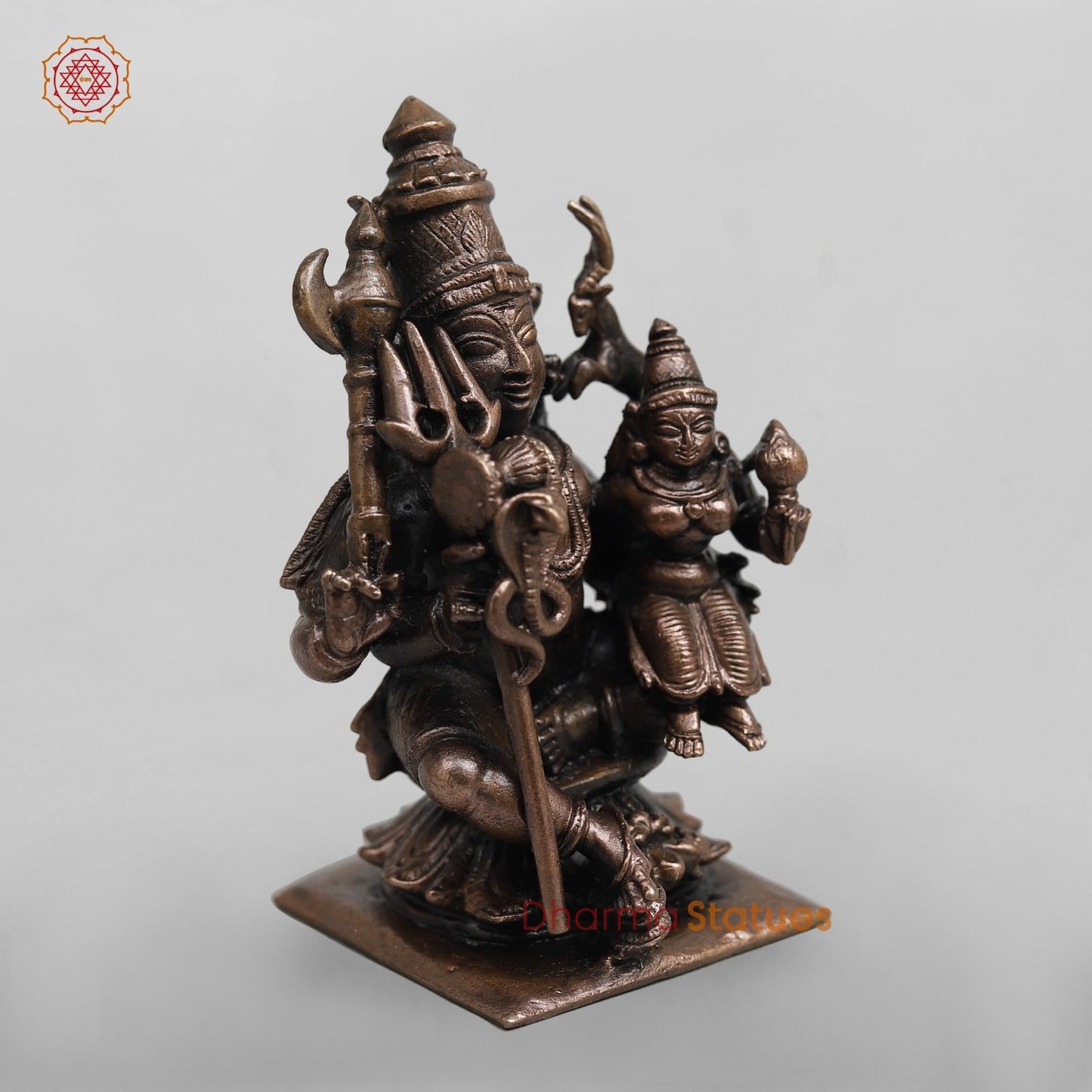 Copper Shiva Parwati seated fine 3”