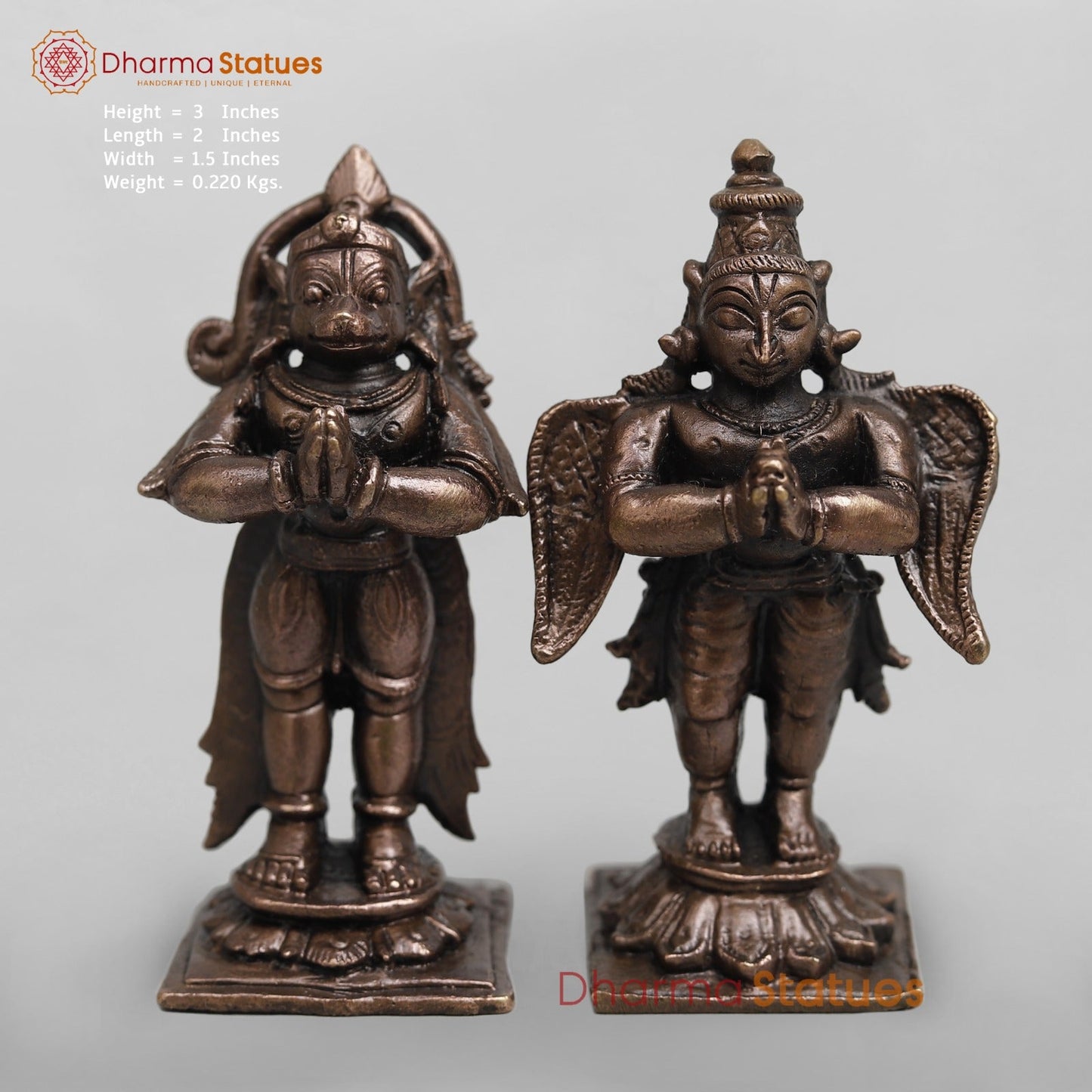 Copper Hanuman And Garuda standing Fine 3”