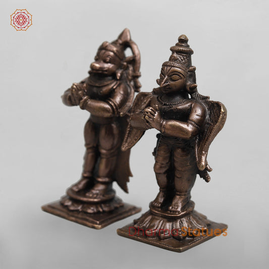Copper Hanuman And Garuda standing Fine 3”