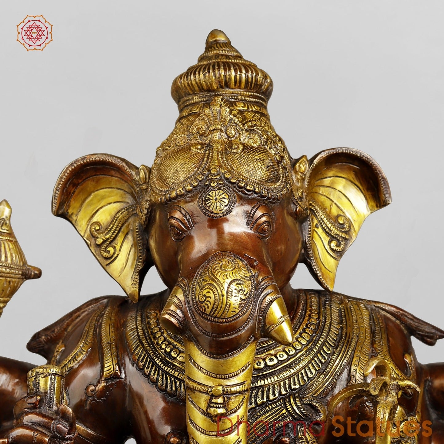 Brass Ganesh Standing Fine, Copper and Gold Finish 36”
