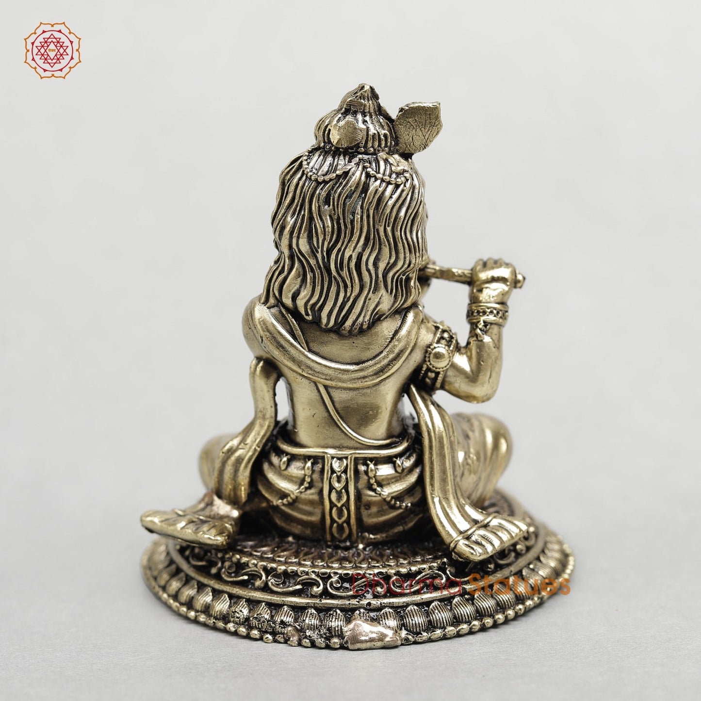 Brass Baby Krishna Playing flute Fine 3.5”