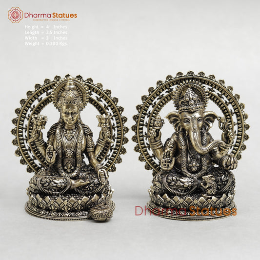Brass Lakshmi Ganesh With Frame Fine 4”
