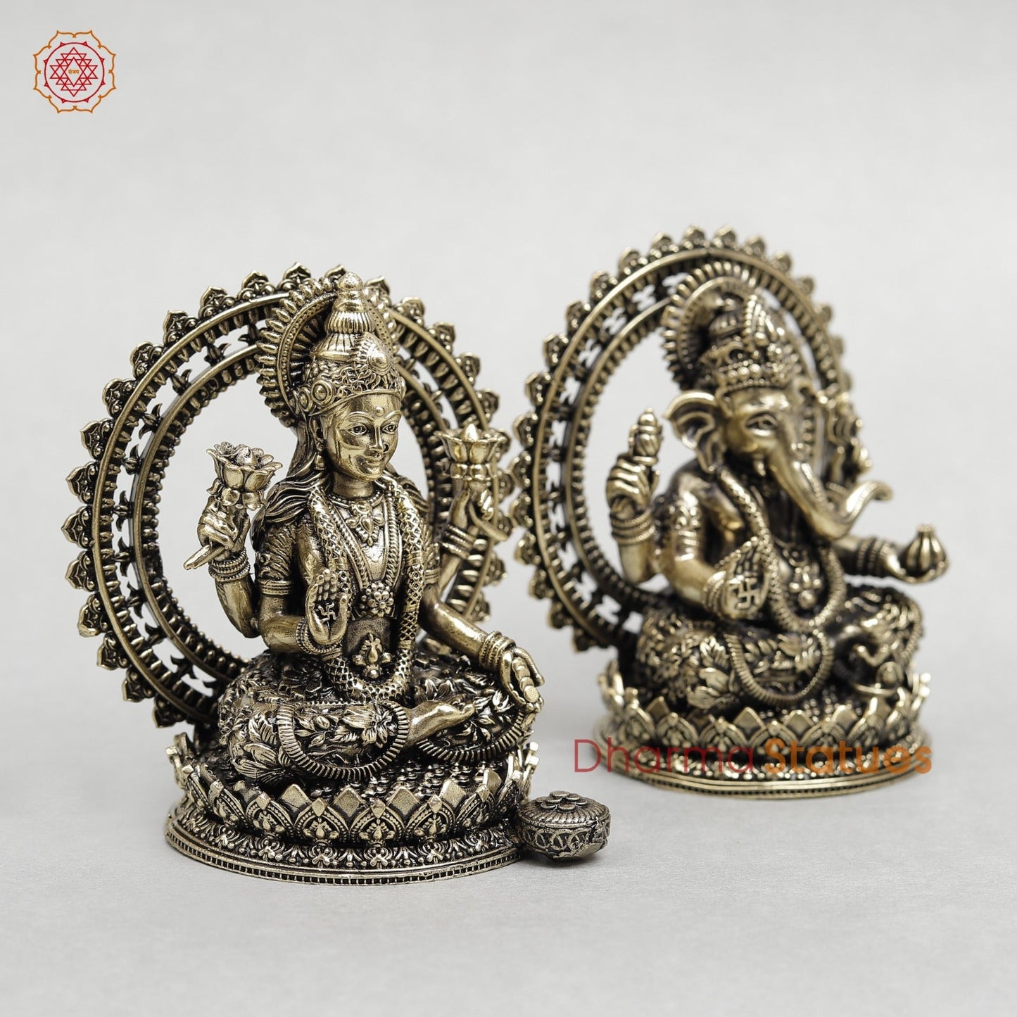 Brass Lakshmi Ganesh With Frame Fine 4”