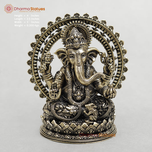 Brass Ganesh With Frame Fine 4”