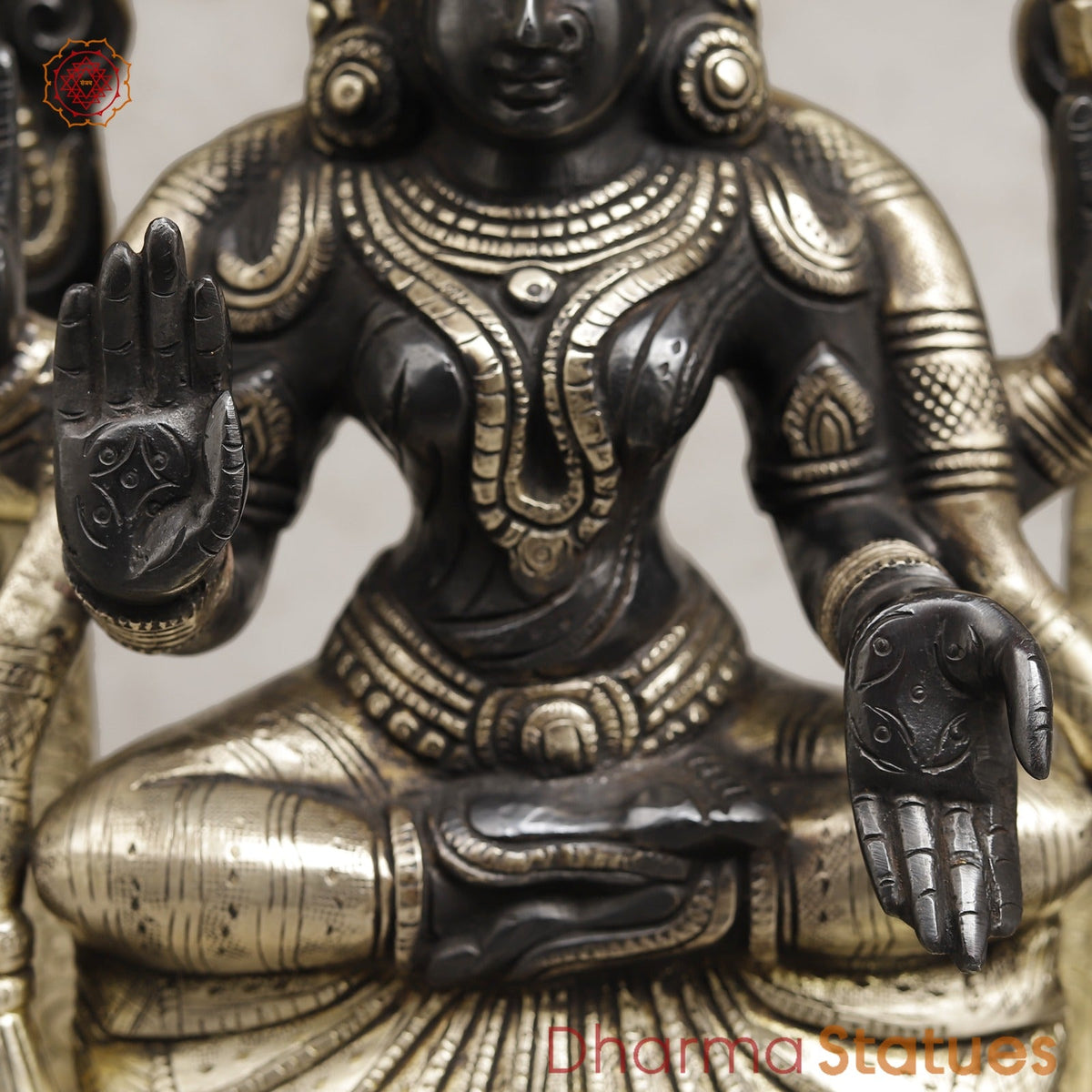 Brass Lakshmi seated (Padmavati) Fine, Black and Smooth Finish 17”