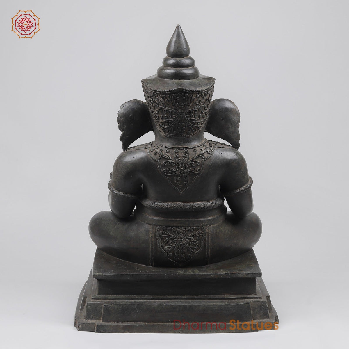 Bronze Ganesh Seated With Natural Agate Mala Fine, Natutral Patina 26” (One Of a Kind) Origin -Nakhon Pathom, Thailand