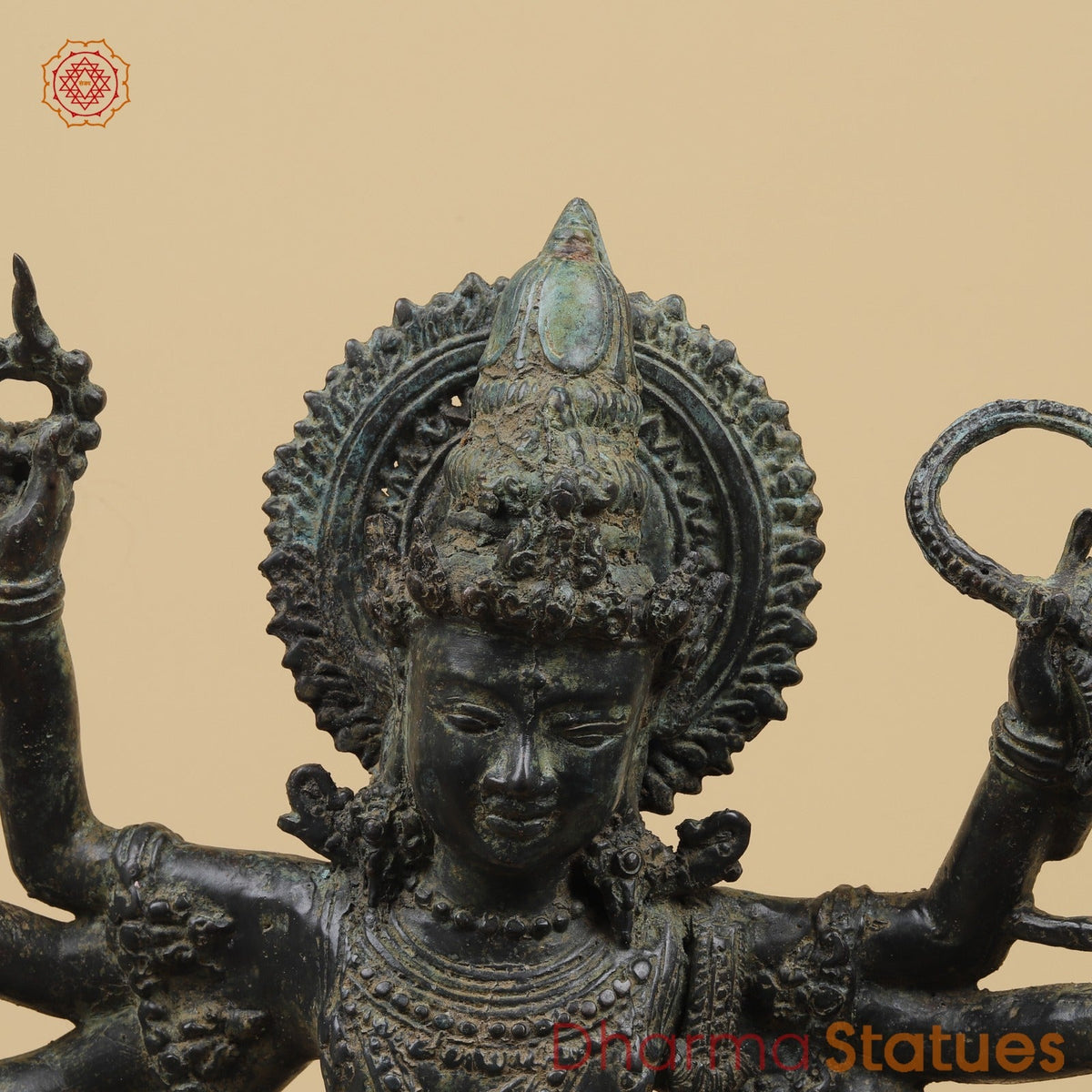 Bronze Dancing Krishna Holding 9 Diya Fine, Natural Patina 20” Origin - Java, Indonesia.