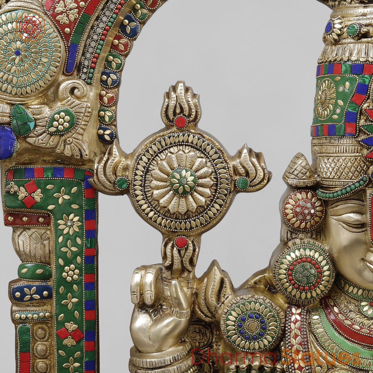 Brass Tirupati Balaji With Arch, Stone Work 56”