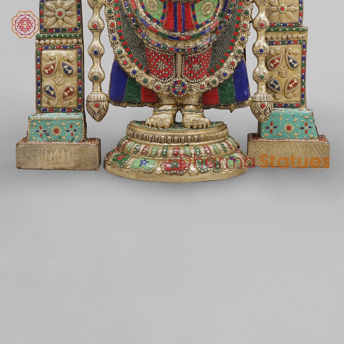 Brass Tirupati Balaji With Arch, Stone Work 56”