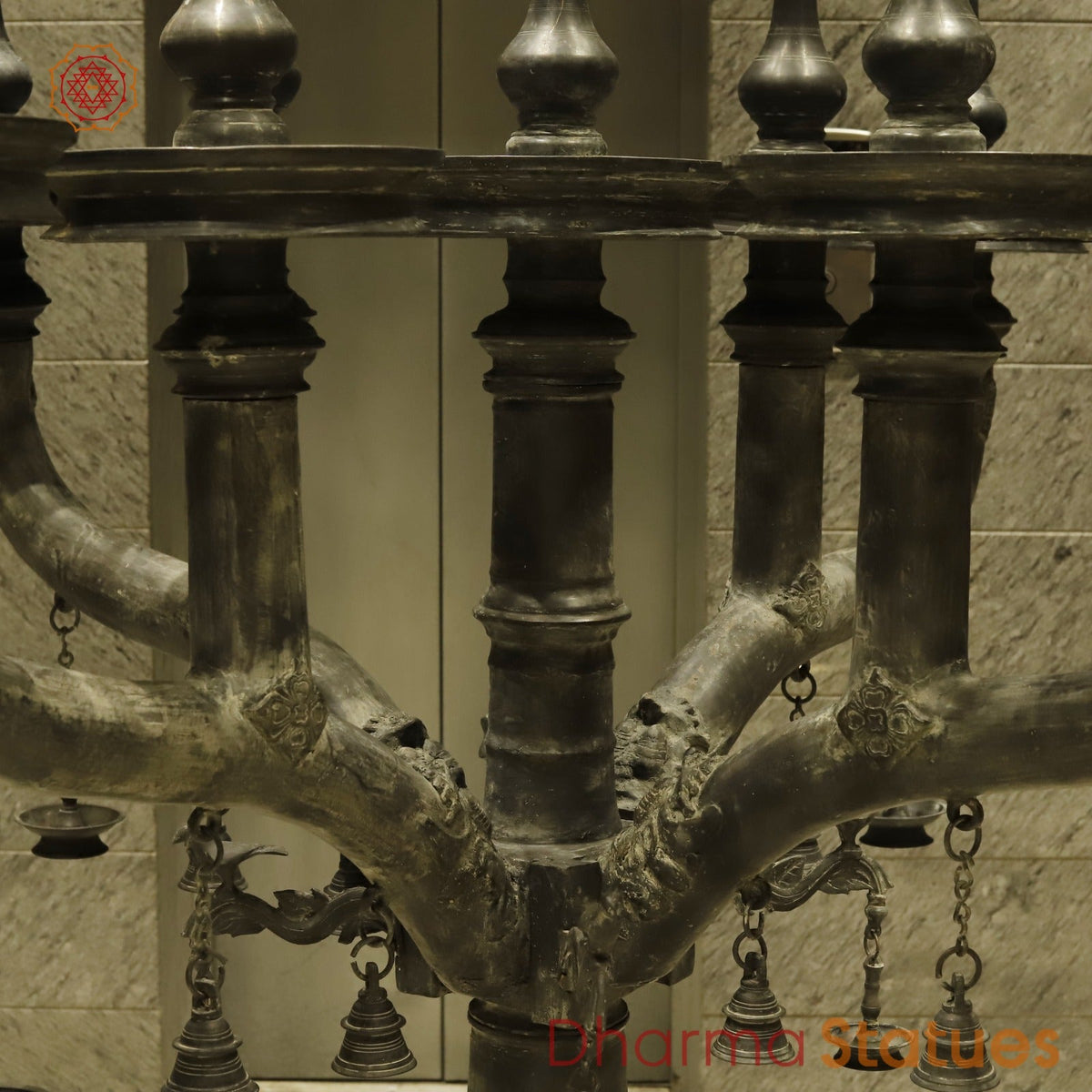 Bronze Lamp With 9 Heads, Natural Antique Finish 63”